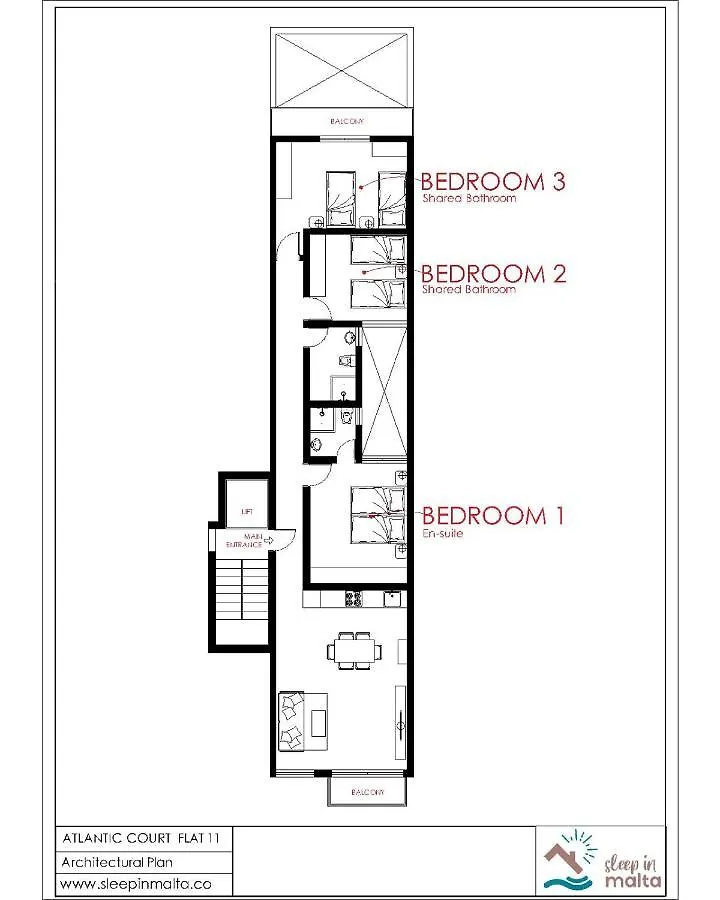 F11 Room 2, Private Room Two Single Beds Shared Bathroom In Shared Flat Msida